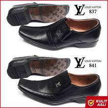 sepatu pria sneaker hitam cowok kulit asli lv louis vuitton