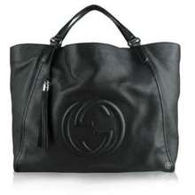 Black Leather Soho Large Tote