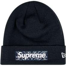 supreme big logo beanie black