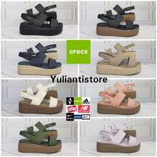 crocs leather wedge sandals